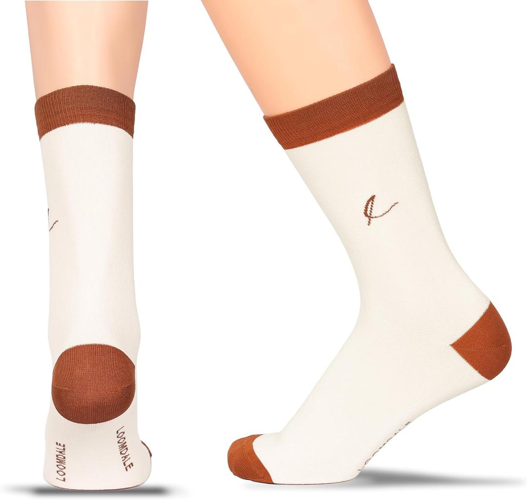 loomdale comfort coffee socks for hiking running everyday wear (US, Numeric, 5, 11, Regular, Regular, Ivory White) , 2Pack