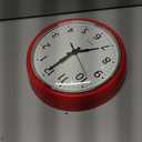 Bernhard Products Retro Wall Clock 9.5 Inch Red Kitchen 50's Vintage Design Round Silent Non Ticking Battery Operated Quality Quartz Clock