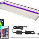 24 Inch APP Control Pool Waterfall Spillway Stainless Steel with LED Lights, Pond Fountain Set for Outdoor Decorations, Koi Pond Swimming Pool w/16 Color Changing Spillway for Sheer Descent