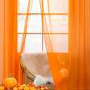 youleyar Solid Sheer Rod Pocket Curtain Voile Draperies 2 Panels White Beige Orange Grey Coffee 60 Inch Width 108 Inch Long 1 Pair for Kitchen Bedroom Children Living Room Yard(Orange,60W108L)