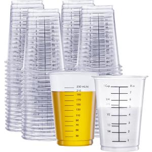 GUSTO [50 Count - 10 oz.] Multipurpose Disposable Plastic Measuring Cups - Baking, Cooking, Epoxy Resin, Mixing & Measuring Cups (Formerly Comfy Package)