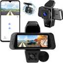 3 Channel WiFi Dash Camera Front and Rear Inside,1080P HD Dash Cam,3.16"IPS Screen Dashboard Camera Recorder with App Control,Night Vision,G-Sensor,Motion Detection,WDR,Parking Monitor,Loop Recording
