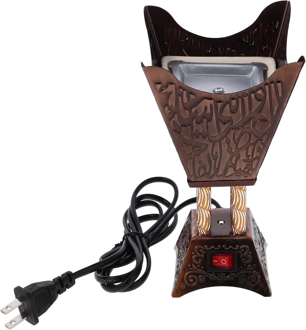 Holibanna Electric Incense Burner Plug-in Arabic Style Metal Bakhoor Burner 3.86 Inch Aromatic for Home Office Dining Table D Cor, Bronze 3.86"L x 3.86"W x 3.86"Th