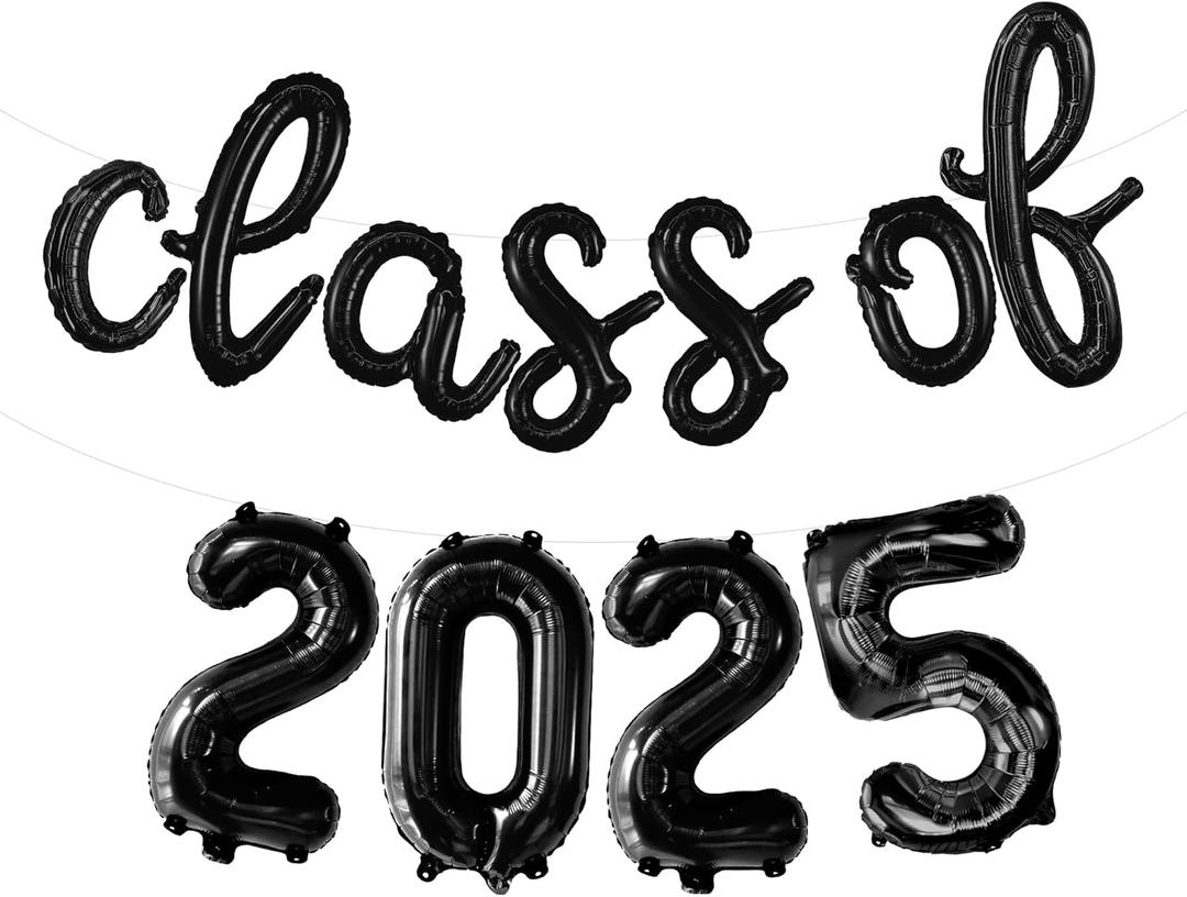 KatchOn, Black Class of 2025 Balloons Banner - Script, 16 Inch | 2025 Balloons Graduation, Graduation Decorations 2025 | Class 2025 Decoration, Class of 2025 Sign