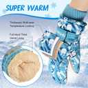 ALANGDUO 【Waterproof & Extra Warm】 Kids Winter Snow Gloves, Thickened Windproof Ski Skating Gloves for Boys Girls (Blue Penguin, 5-7 Years) S