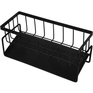 GLEAVI Kitchen Sink Sponge Holder Rack Multipurpose Drying Towel Organizer for Dishcloths Food-Grade Stainless Steel Space-Saving Design for Home and Kitchen Use (Black)