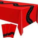 Irenare 3 Pcs Racing Table Cloths Car Birthday Party Supplies 54 x 108 Inch Racetrack Table Runner Covers Disposable Rectangular Road Tablecloth for Kids Boy Car Theme Birthday Party Decor (Red)