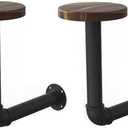 Cowboy Hat Rack -2 Pack Metal Pipe & Brown Wood Wall-Mounted Hat & Wig Holder, Helmet Holder,for Coats, Hats, Caps (2 Black)