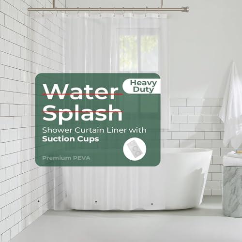 HARBOREST Clear Shower Curtain Liner with Side Suction Cups, Premium PEVA Plastic Shower Liner with 3 Magnets, Waterproof Bathroom Curtain, 72 x 72, 8G Clear