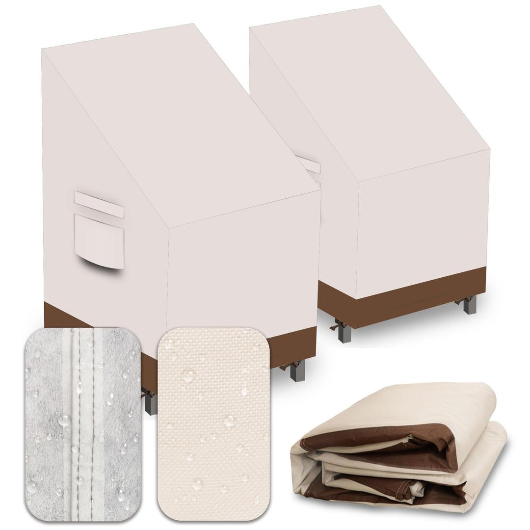CNCZMH Heavy Duty Patio Chair Covers Waterproof Outdoor, 2 Pack 600D Patio Furniture Covers for Outdoor Rocking Swivel Adirondack Chairs, Lounge Deep Seat 28'' W x 33''D x 28''H/ 40''H Beige Brown