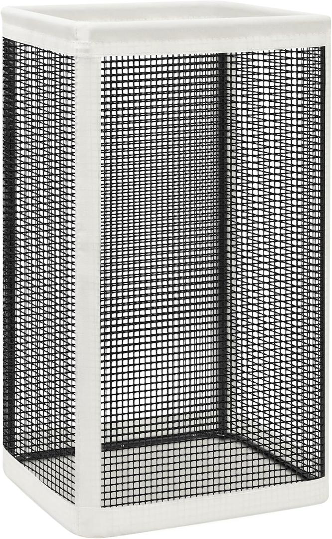 STORAGE MANIAC Mesh Laundry Hamper, 23.7 Gal. Tall Laundry Basket for Airflow, Strong Metal Dirty Clothes Hamper for College Dorm, Bedroom, Bathroom, Clothes Bin, White & Black