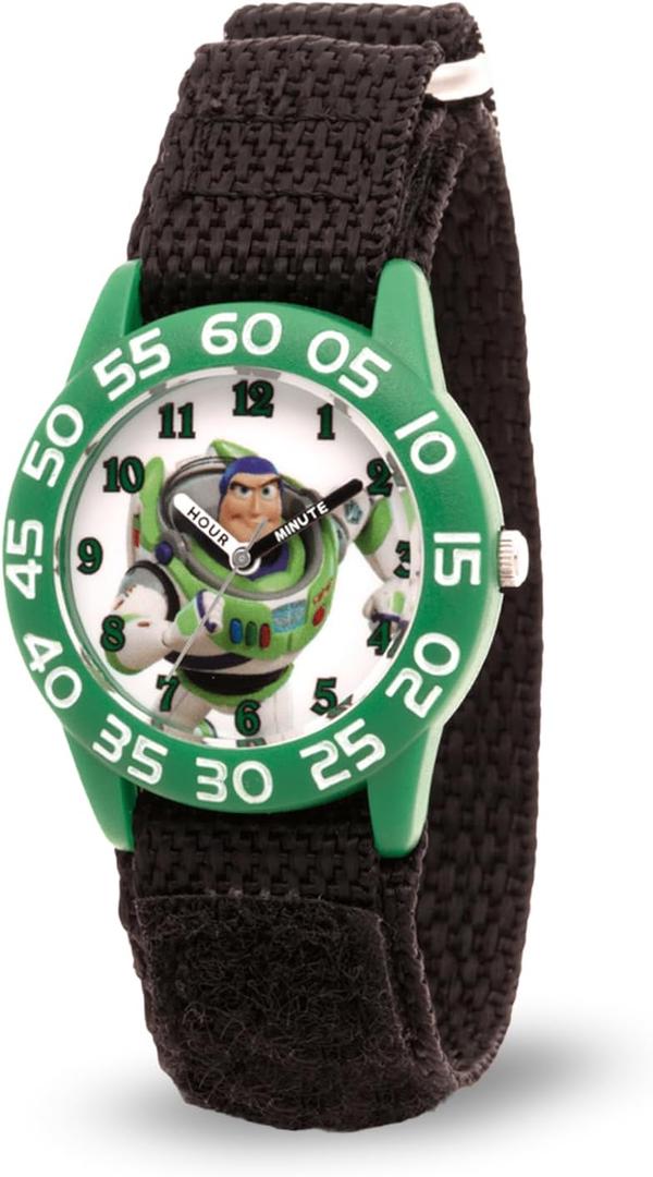 Disney Pixar Toy Story Watch for Boys Ages 37 Featuring Buzz Lightyear Dial Great Gift for Kids Who Love Toy Story Toys and Space Adventures Green Bezel and Black Fabric Strap with Velcro : Clothing, Shoes & Jewelry