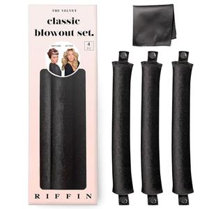 Classic Heatless Curls Overnight Rods No Heat Hair Curlers Curling Iron Jumbo Flexi Rods Large Foam Hair Rollers for Long Short Hair to Sleep in with Satin Scarf Styling Tools Black