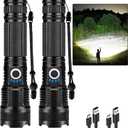 ALSTU Rechargeable 99,000 High Lumens Flashlight - 2Pack Bright LED Flash Light with 5 Modes, Powerful Waterproof Handheld Lintera for Camping Home (L-2P)