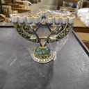 Menorah 9 Branch Menorahs for Chanukah Blue Candlesticks for Hanukkah Menorah Jewish Candle Holder Shabbat (N10)