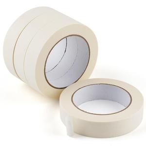 Masking Tape 1 Inch Wide, 4 Pack Painters Tape, Strong Adhesive Labeling Tape, Beige White, 55 Yards per Roll (220 Total Yards) for Home, Office, Labeling, School, DIY, and Crafts