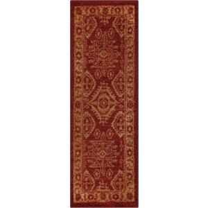 Maples Rugs Georgina Traditional Runner Rug  Made in USA  Washable, Non Slip Indoor Carpet for Hallway, Kitchen, and Laundry Room, 2' x 6', Red/Gold