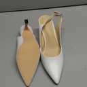 Rilista Women's Slingback Kitten Heels Closed Pointed Toe Backless Wedding Party Dress Pumps Shoes 8, White 