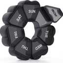 Weekly Pill Organizer, Pill Box 7 Day, KAPENS Daily Vitamin Case Large Capacity Compartments, Pill Containers for Fish Oil Medicine Supplements, Black