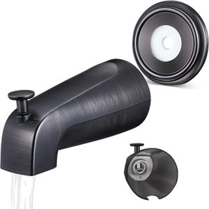 Universal Bathroom Tub Spout with Metal Tub Spout Cover Ring, 5 1/4 Inches Reach Wall Front Mount Faucet with Shower Diverter 1/2" IPS Inside Thread(Oil Rubbed Bronze) Universal Bathroom Tub Spout with Metal Tub Spout Cover Ring, 5 1/4 Inches Reach Wall Front Mount Faucet with Shower Diverter 1/2" IPS Inside Thread(Oil Rubbed Bronze)