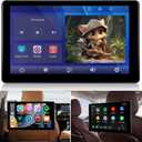 NHOPEEW Car Headrest Video Player, 9 inch IPS Screen Headrest TV Support Phone Wireless Carplay and Android Auto, Mirror Link, Video Website, Voice Control + 64G Memory Card