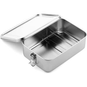 Umigy 1 Pcs Stainless Steel Food Containers 2400ml Metal Bento Lunch Box Stainless Steel Food Storage Containers, Lockable Clips to Leak Proof, Reusable Dishwasher Snack Boxes for Work
