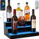 LED Lighted Liquor Bottle Display Shelf, 3Tiers 16Inch Bar Bottle Display Shelf with Remote and App Control for Home Bar Party Whiskey Wine Coffee Syrup Water Bottle Display