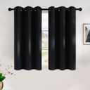 NICETOWN Blackout Curtains 45 Inches Long Kitchen Drapes, Black Solid Thermal Insulated Grommet Blackout Drapery Panels for Window (2 Panels, 42 Inch Wide by 45 Inch Long, Black)
