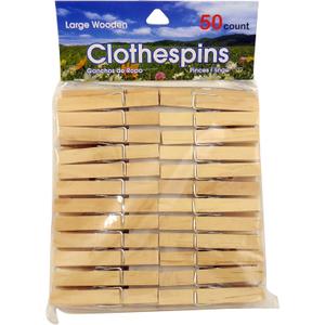 Economy Kitchen Accessory Wooden Clothespins 50 Count