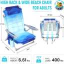 #WEJOY Beach Chair for Adults, Reclining Adjustable Position, Lay Flat Lightweight Folding Portable Aluminum Chair with Backpack Straps,Padded headrest, Heavy Duty 400 lbs Lawn Chair for Beach, Sand, Oversized