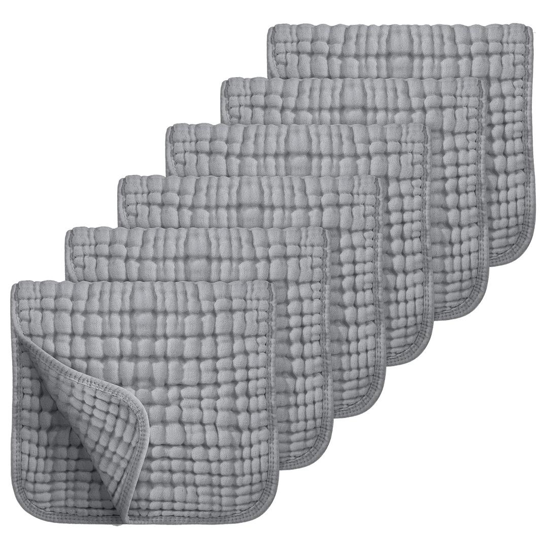 Looxii Muslin Burp Cloths 100% Cotton Muslin Cloths Large 20''x10'' Extra Soft and Absorbent 6 Pack Baby Burping Cloth for Boys and Girls (Grey)