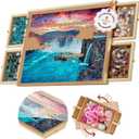 1000 Piece Rotating Puzzle Board with Drawers and Cover - 4 Drawers, Wooden Jigsaw Puzzle Table | 30 X 22| Jigsaw Puzzle Board - Portable Puzzle Tables for Adults and Kids by Beyond Innoventions, Large