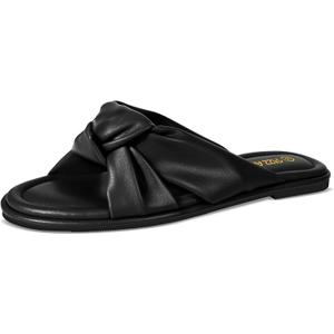 PIZZ ANNU Women's Camila Knotted Slide Sandals with Memory Foam, Comfortable Leather Slip-On Dressy Flat Sandals for Summer & Beach (8, Black)