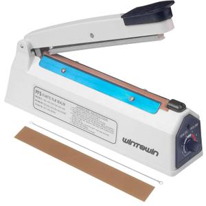 Impulse Heat Sealer 8 inch Impulse Bag Sealer Poly Bag Sealing Machine Heat Seal Closer for Plastic Bags PE PP Bags