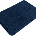 Navy Blue Bathroom Rugs Absorbent and Washable Bath Mat, Non-Slip, Thick Soft Chenille Bath Rugs for Bathroom Floor, Shower, Sink - 17" x 24"