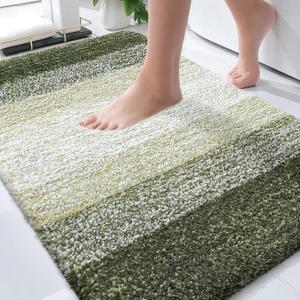 OLANLY Bathroom Rugs Mat 30x20, Extra Soft Absorbent Microfiber Bath Rugs, Rubber Backing, Quick Dry, Machine Washable Bath Mats for Bathroom Floor, Tub and Shower, Home Decor Accessories, Dark Green