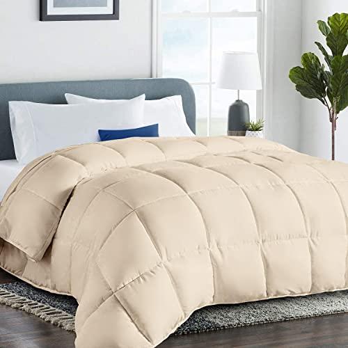 COHOME Queen Size Comforter - Down Alternative Duvet Insert with Anti-Clump Tech & 8 Tabs, All-Season Reversible Luxury Hotel Bedding - Gifts for Women/Men, Beige 88''x88''