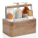 BYUNER Shower Caddy Portable for College: Devided Bathroom Caddy Shower Basket for Dorm with Handle, Plastic Bathroom Counter Organizer Storage Tote Bin for Dorm,Kitchen,Cabinet, Wood Grain