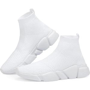 Walking Shoes for Men Lightweight High Top Sneakers Breathable Knit Athletic Running Shoes Fashion Gym Sports Shoes 41, White