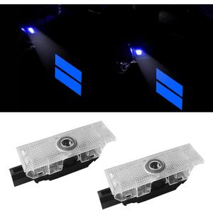 YOSRTER 2PCS Door Lights for Dodge Challenger Accessories LED Ghost Shadow Welcome Puddle Projection Lamps for Dodge Challenger Interior Accessories (Blue Double Stripe)