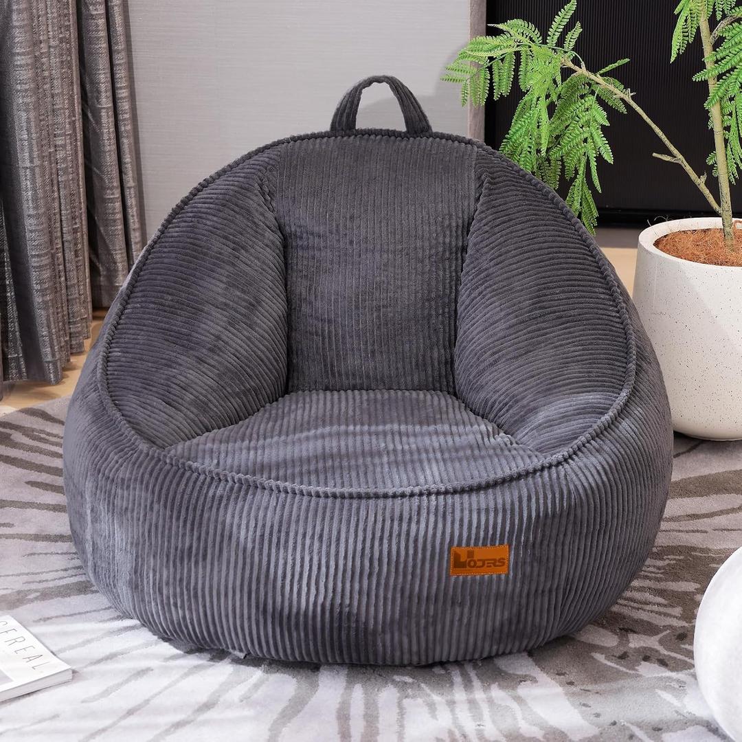 Bean Bag Chair, Cozy Fluffy Beanbag Chairs with Filler for Teens and Kids, Floor Lazy Sofa for Living Room Gaming & Reading (S-Darkgrey), Small