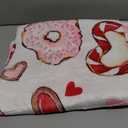 Valentines Day Dessert Flannel Throw Blanket, Pink Love Heart Cupcake Donut Anniversary Wedding Birthday Gifts for Women Girlfriend Wife Lover, Romantic Soft Blankets for Bedding Sofa 50" x 60"