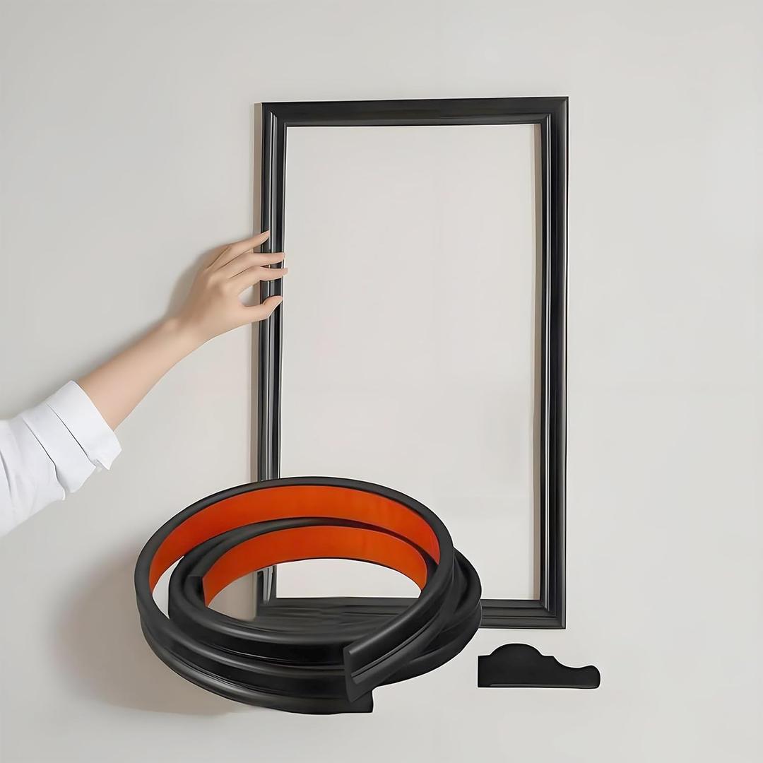 20FT0.9'' Peel and Stick Wall Molding Trim, TPE Rubber Flexible Chair Rail for Mirror Frames, Doors & Home Decor - Matte Black (Note: Heat Treatment Required for Best Adhesion)