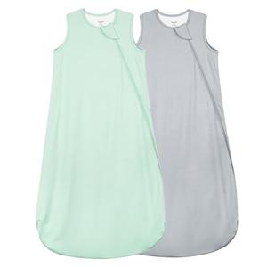 Supersoft Rayon Made from Bamboo Sleep Sack 6-12 Months 0.5 Tog Lightweight Toddler Sleep Sack Baby Wearable Blanket with 2-Way Zipper Summer Unisex Sleeping Bag for Babies (2 Pack) Green & Gray