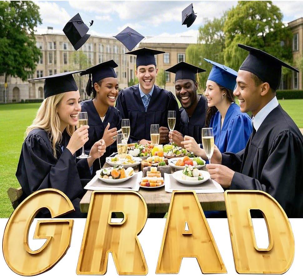 15.8"*11.8" Grad Fillable Charcuterie Tray, Bamboo Larger Size Charcuterie Board Box, Wooden Serving Trays for Fruit Cheese Platter Vegetable Food Dish Plates Graduation Ceremony Party Decor