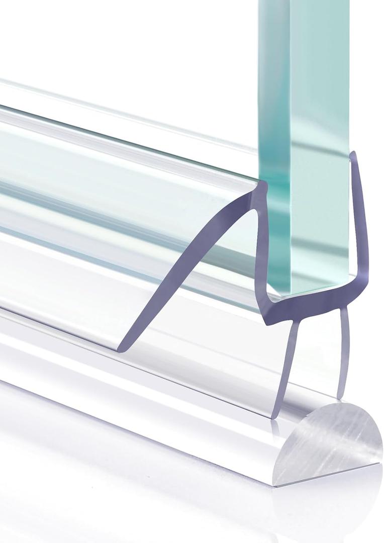 Shower Door Bottom Seal, 2 PCS 3/8" x 36" Shower Door Sweep for 3/8 Inch Glass, Frameless Glass Shower Door Seal Strip, Stop Shower Leaks and Create a Water Barrier