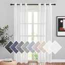 NICETOWN White Sheer Linen Curtains 84 inch Length, Grommet Semi Sheer Flax Texture Balance Privacy & Light Casual Vertical Drapes for Bedroom/Living Room, 72" Wide Total 2 Panels