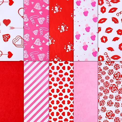 SANNIX 100 Sheets Valentine's Day Tissue Paper Bulk Gift Wrapping Paper for Gift Wrapping Boxes DIY Crafts Birthday Holiday Wedding Party Decoration 19.7 ×13.8 Inch (10 Patterns)