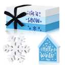 Blulu 5 Pcs Snowflake Table Decoration Hello Winter Tiered Tray Decor Let It Snow Wood Sign Blue White Farmhouse Faux Books Bundle Winter Wonderland Centerpieces for Home Shelf Kitchen Bathroom Decor