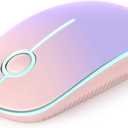 Unipows Wireless Mouse - 2.4G Slim Portable Computer Mouse with Nano Receiver, Less Noise Mobile Optical Mice for Notebook, PC, Laptop, Computer, Mac (Gradient Pink to Purple)